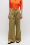 STRAIGHT GREEN PANTS WITH PATCH POCKETS 